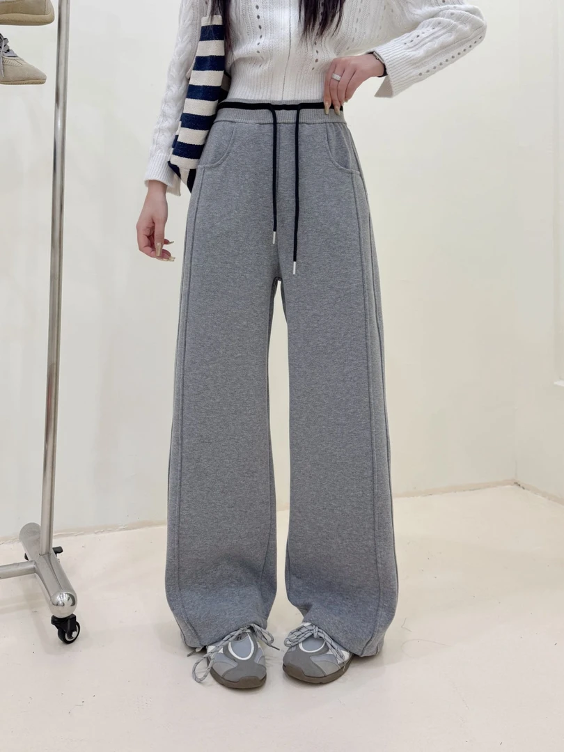 【花粉专享】软糯慵懒风阔腿拖地裤女秋冬加绒休闲裤