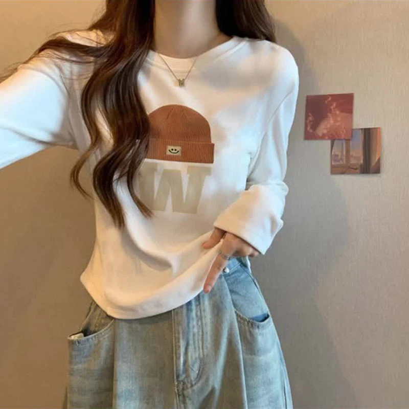 设计感德绒加厚打底衫女秋冬季磨毛保暖内搭修身正肩长袖T恤上衣