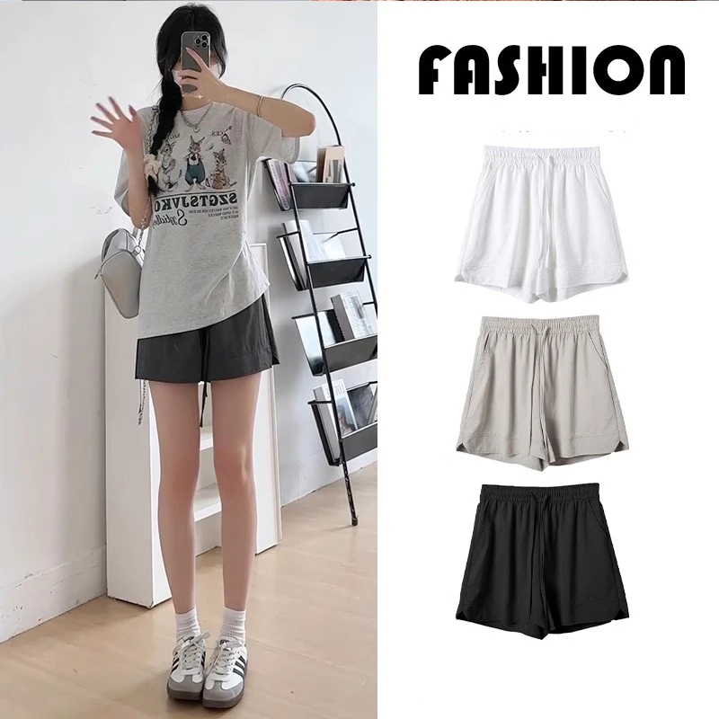 灰色山本短裤女夏季2025新款外穿高腰休闲运动显瘦冰丝百搭五分裤