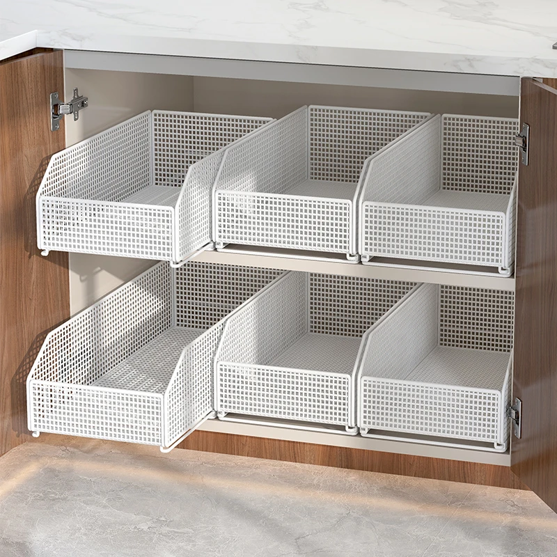 家用厨房收纳架柜内可抽拉碗碟储物架铁艺大容量抽屉式调味品支架
