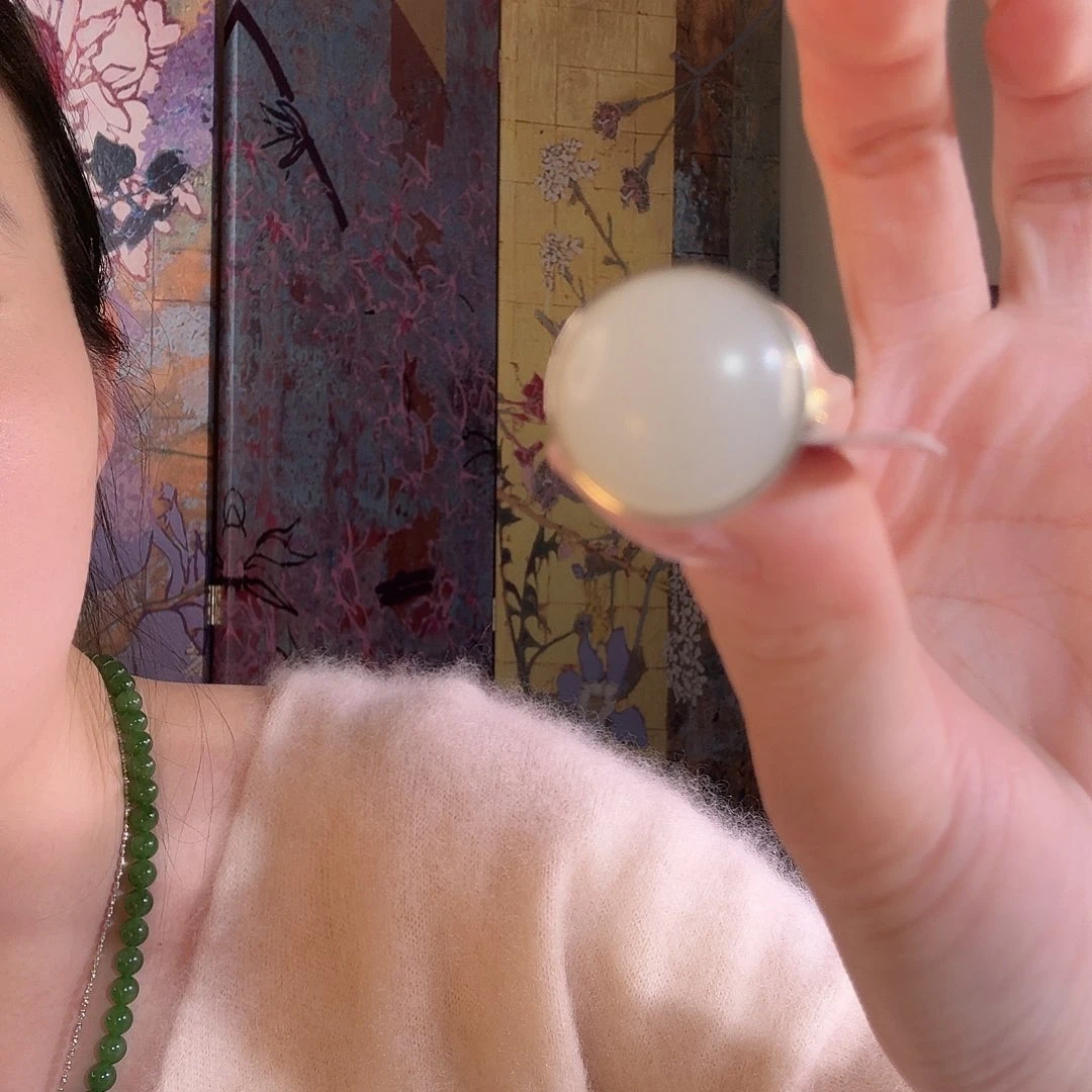 和田玉银S925镶嵌戒指