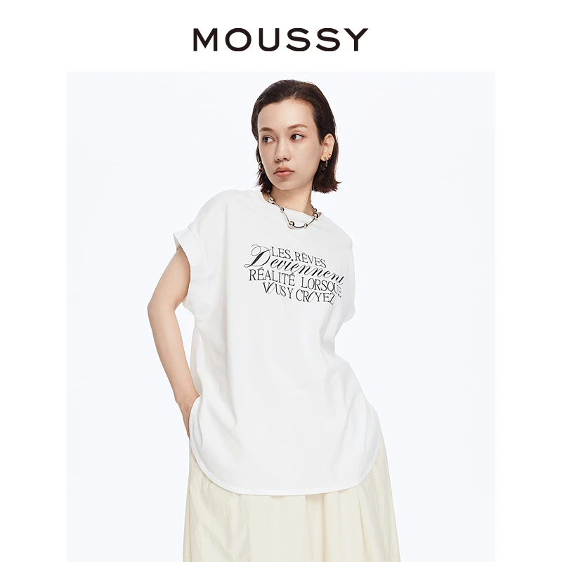 MOUSSY 2024夏季新品街头感中性风字母无袖T恤背心028HSA90-1941