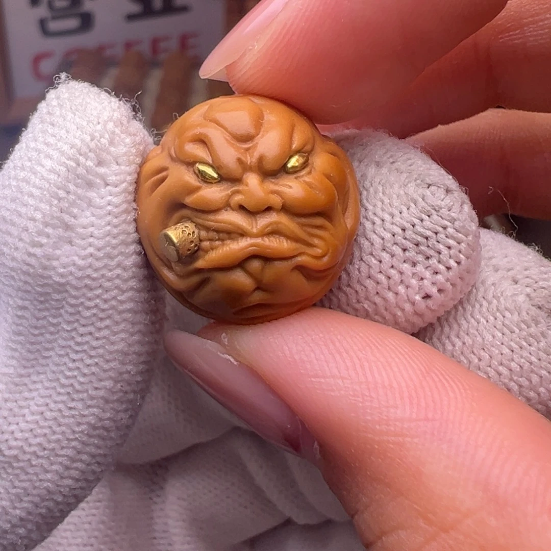 把件猴头核桃镶嵌款烟鬼全品有正常封口线