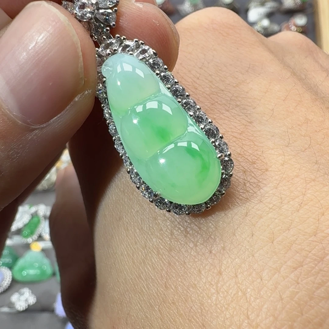 翡翠银S925镶嵌戒指天然缅甸翡翠A货