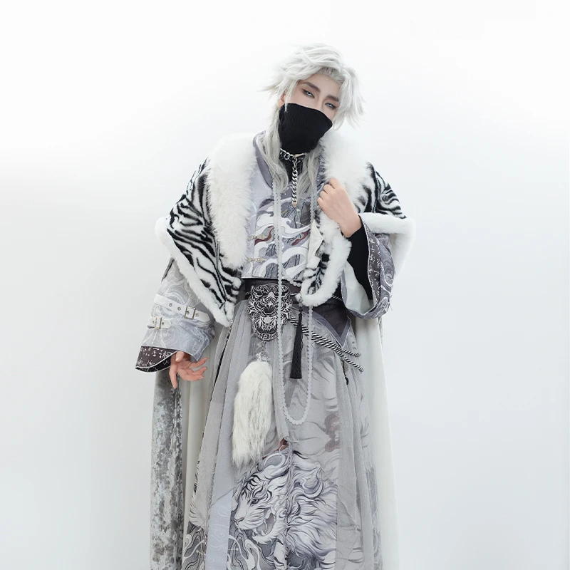 花悦诗风【白虎】原创汉元素披风少年感虎纹披肩汉服套装春秋冬