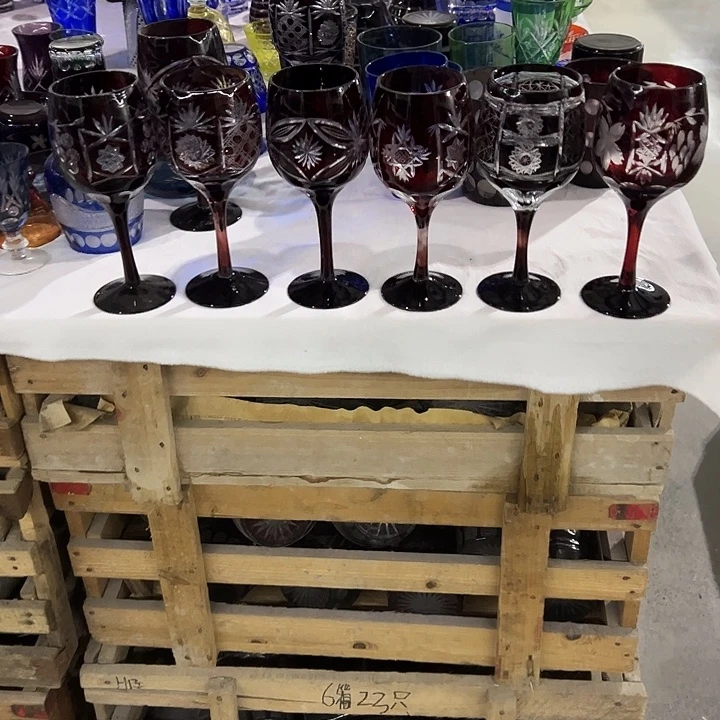 一***逼水晶玻璃平底款微瑕六个