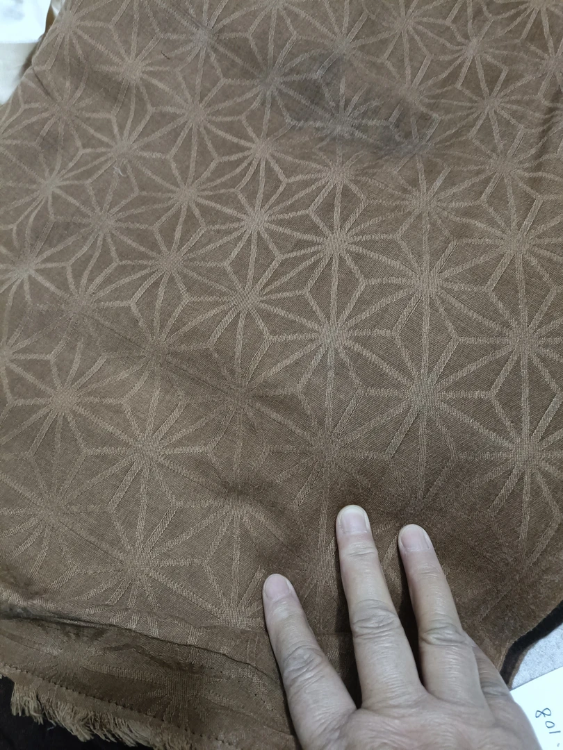 百分百真丝万花筒菱形提花绢纺香云纱莨绸面料