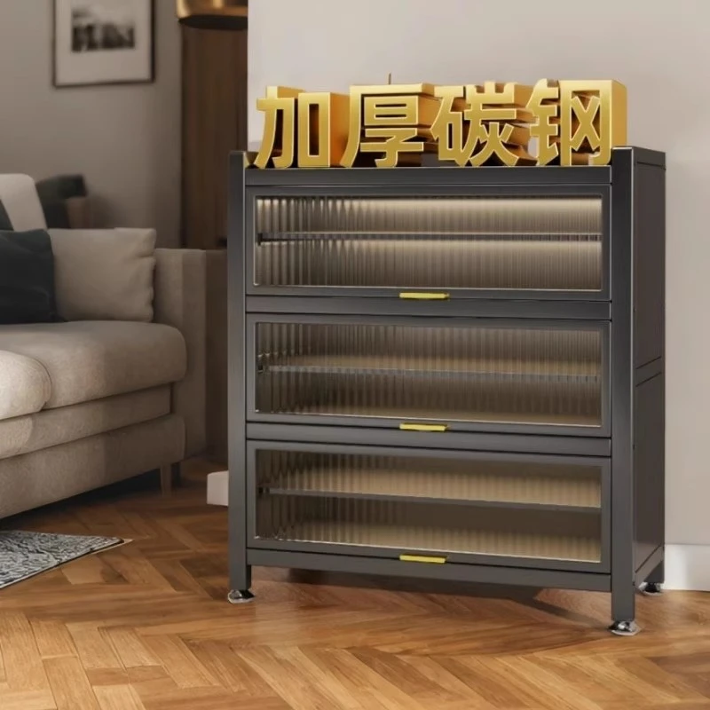 家用门口多层鞋柜钢制大容量鞋架新款室内入户防尘玄关收纳置物柜