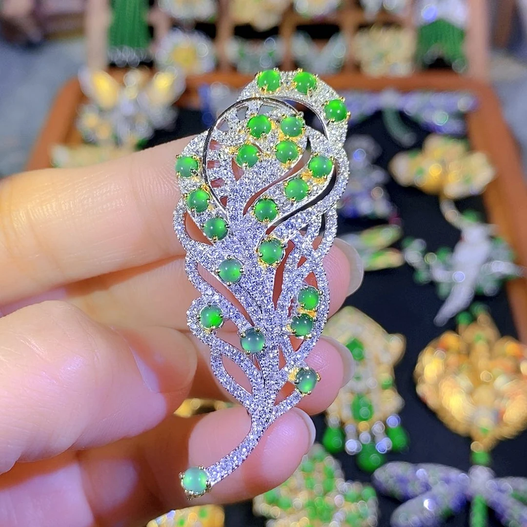 吊坠(不含链)银S925镶嵌翡翠