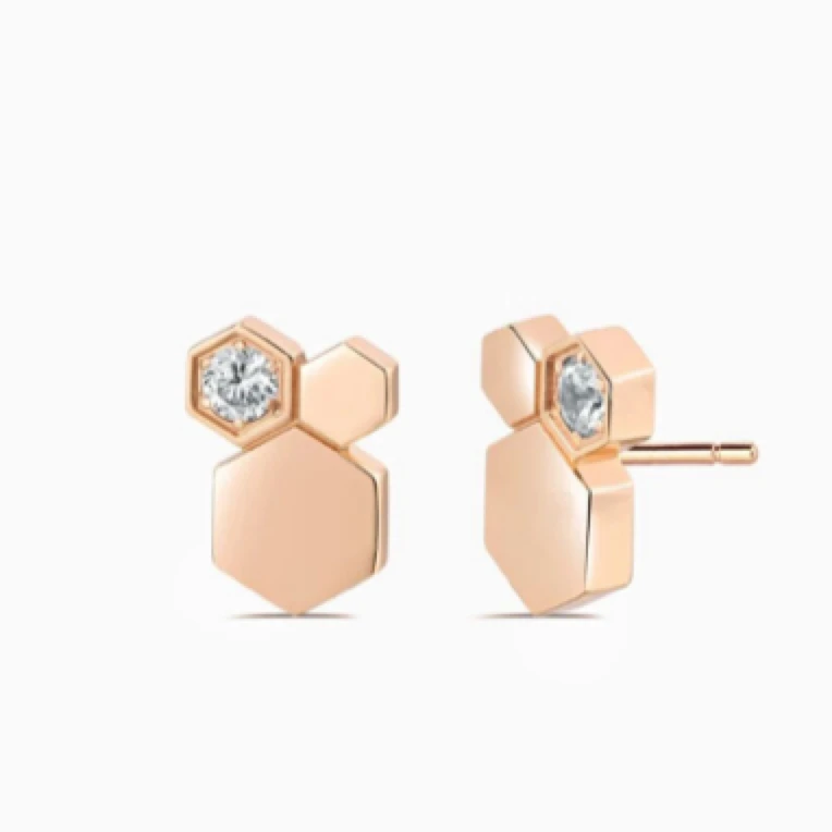 铜合金耳饰 《货号6958》精致小巧蜂巢耳钉