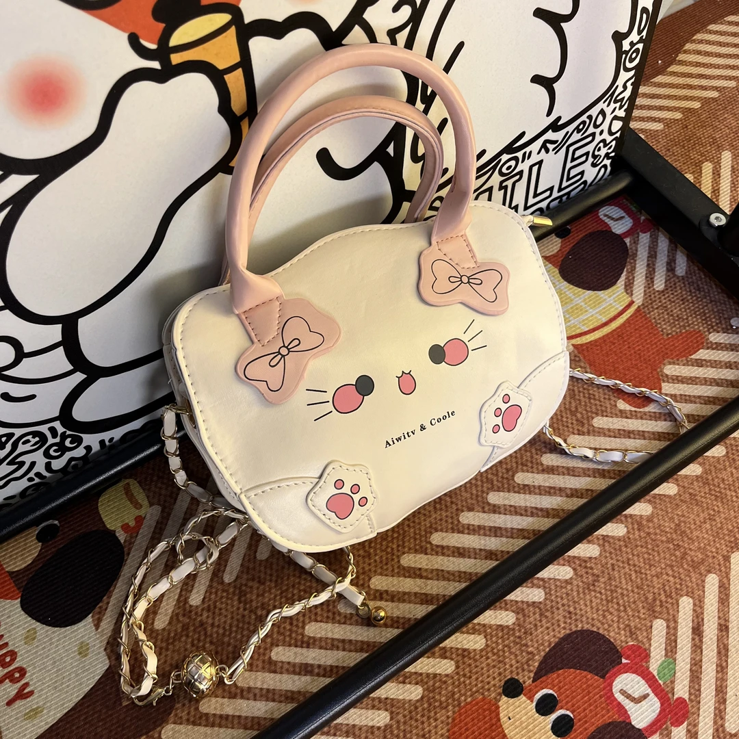 喵喵仙贝小众女包猫猫小手提斜挎-B056