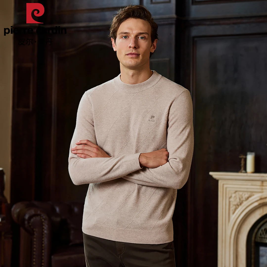 皮尔卡丹秋冬季羊毛衫男士长袖柔软舒适休闲百搭保暖时尚绅士亲肤