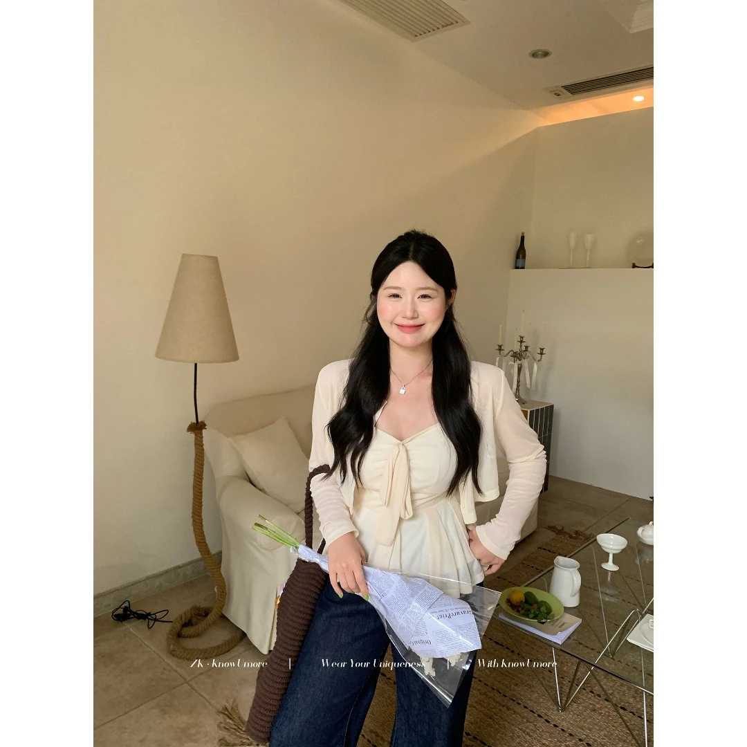 知葵微胖定制【心动对视】老钱风吊带显瘦开衫两件套12251TZ4302