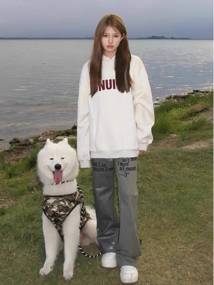 卫衣女春秋美式复古oversize连帽薄款外套潮牌hiphop宽松慵懒上衣