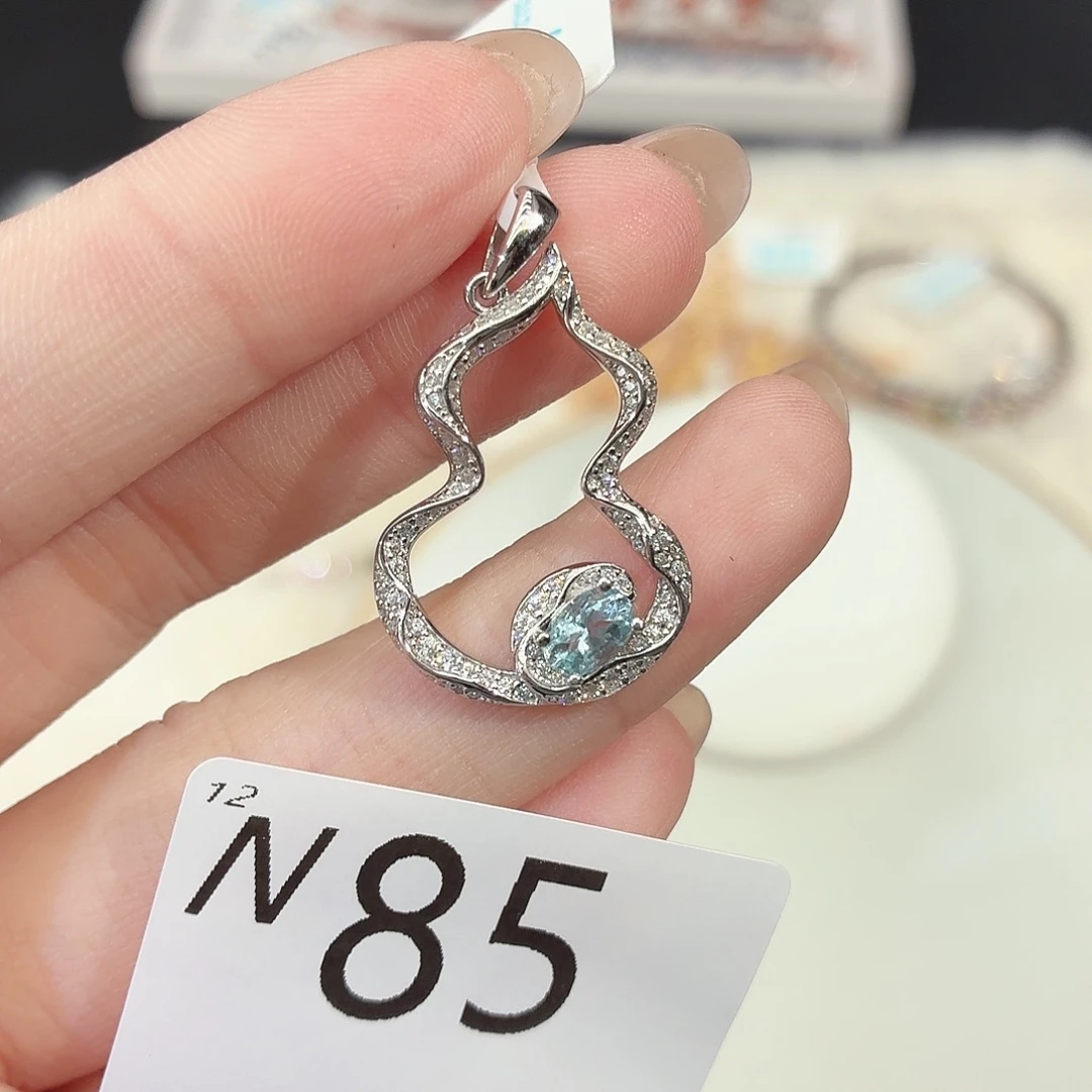 颈饰海蓝宝石银S925镶嵌