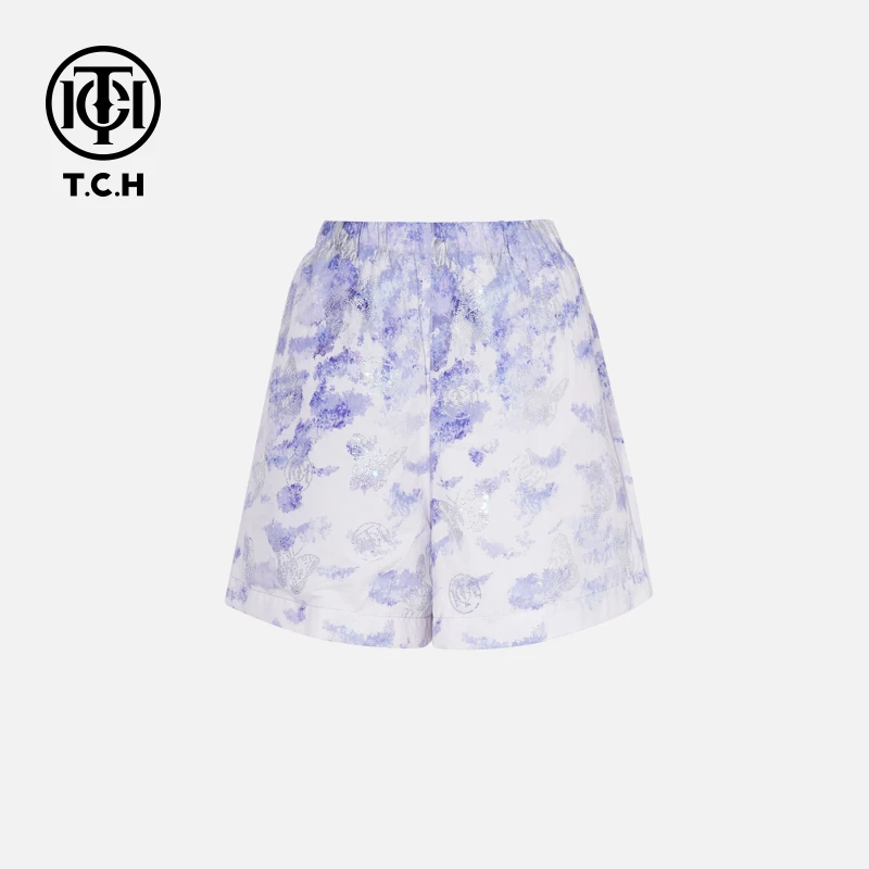 TCH轻奢烫钻工艺新时尚休闲百搭潮流防晒短裤T75A21E1006私服tch