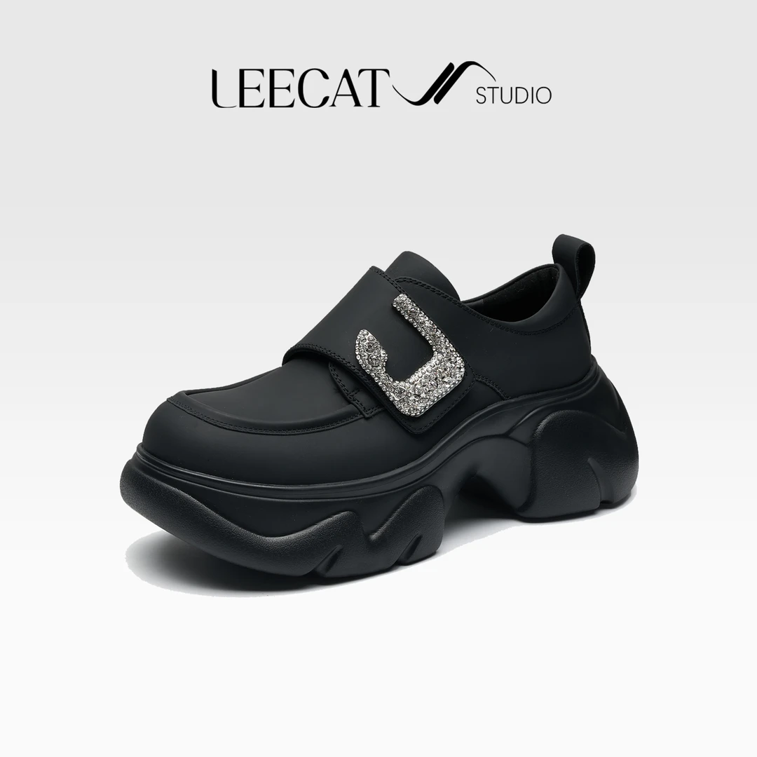 LeeCat Studio | 2025秋冬季新款方扣钻厚底增高乐福鞋LES25A0314