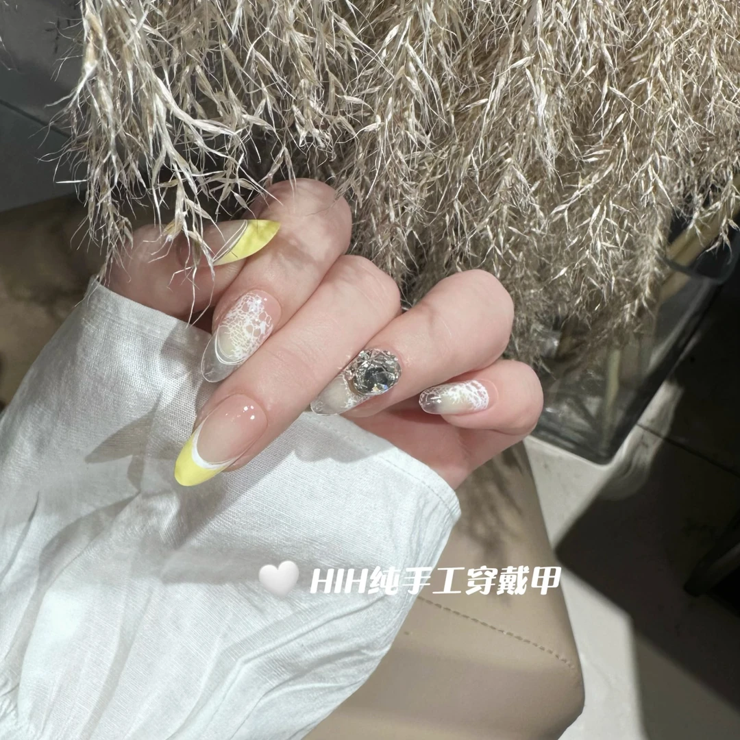 ❀蕾丝女神❀纯手工穿戴甲猫眼渐变流行气质裸色冰透爆闪时尚推荐