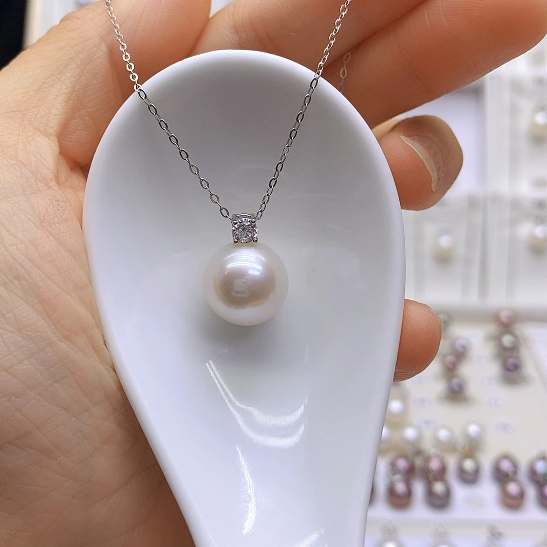 淡水珍珠银S925镶嵌吊坠(赠链)安*了