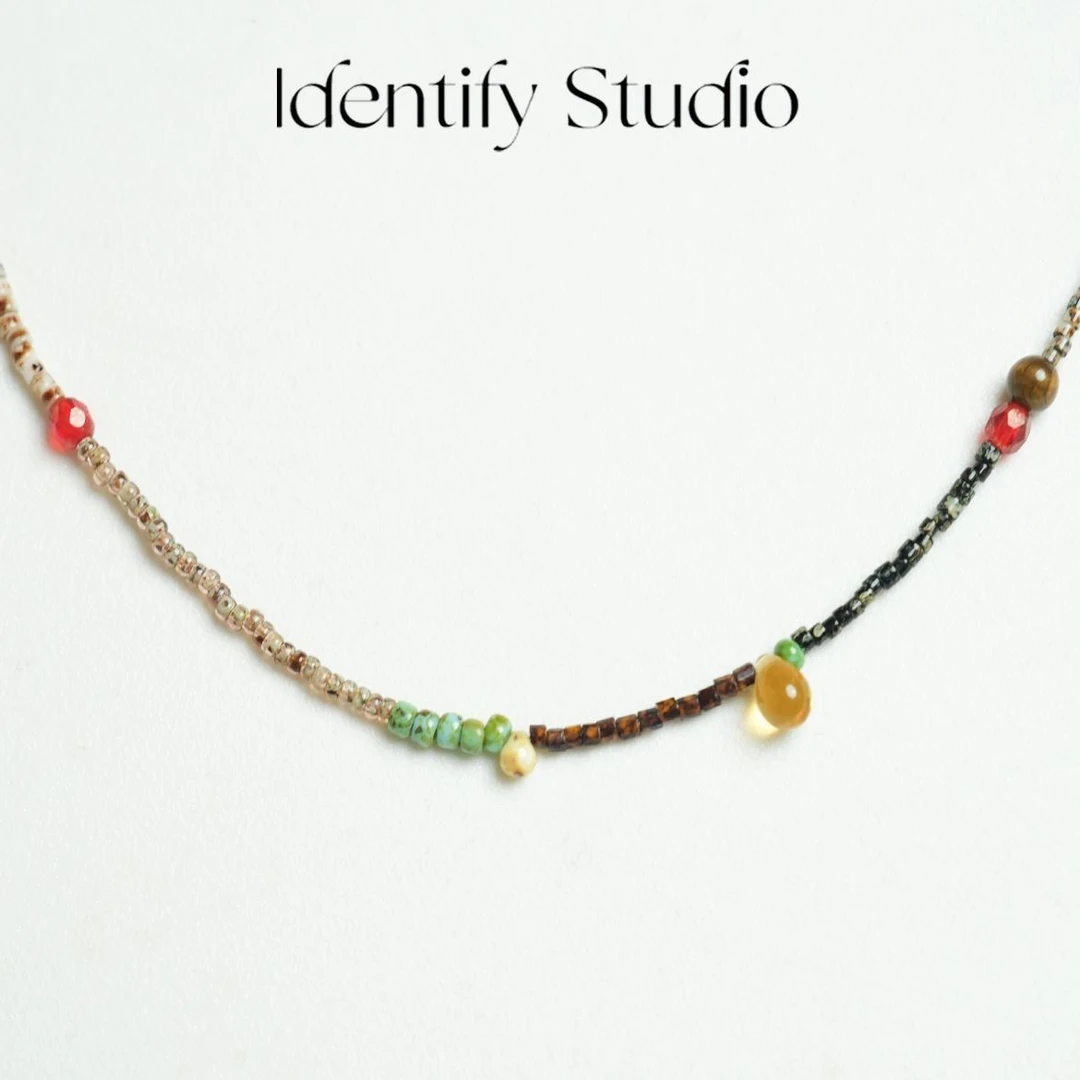 合金吊坠 IDENTIFY香香“彩珠之链”小众项链锁骨链25SS