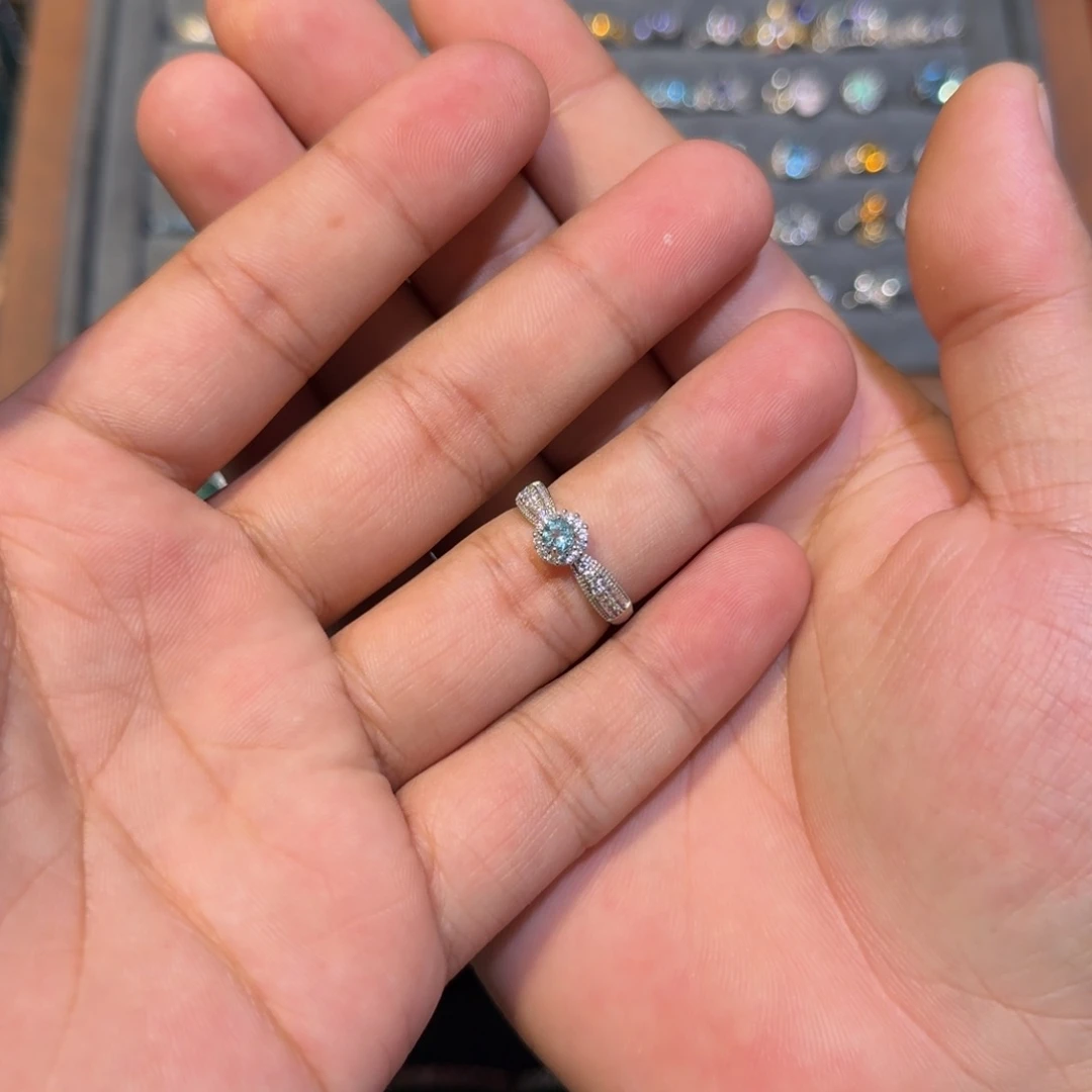 戒指银S925镶嵌磷灰石