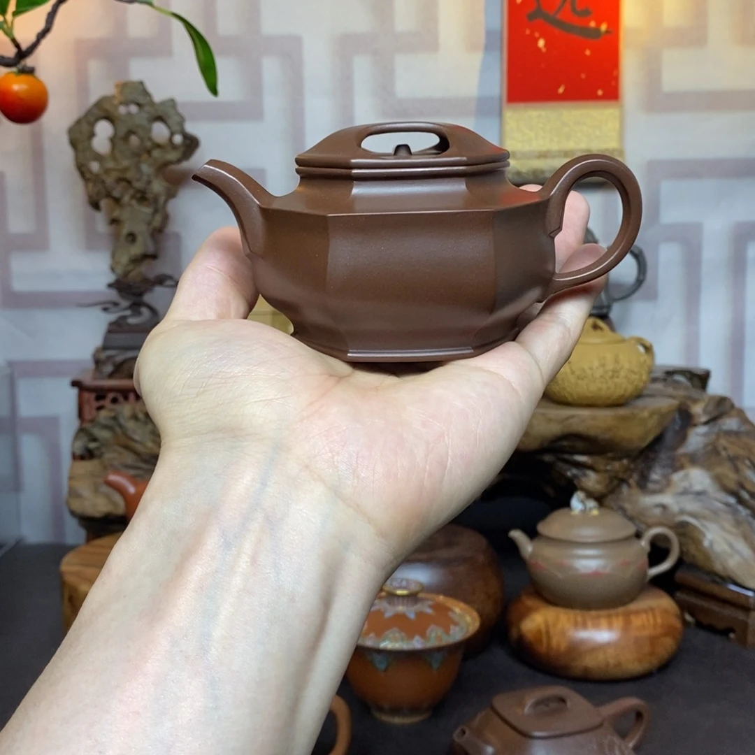 ****茶壶紫砂紫砂茶具紫泥六方牛盖