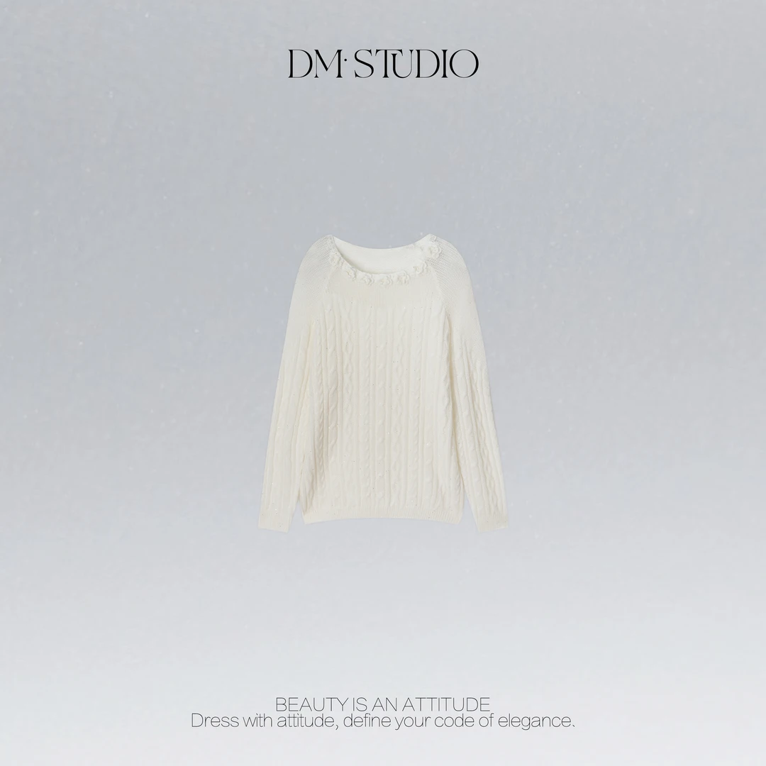 DEDM•STUDIO/早秋慵懒细闪山羊绒绵羊毛混纺针织衫2508ZZS/S2837