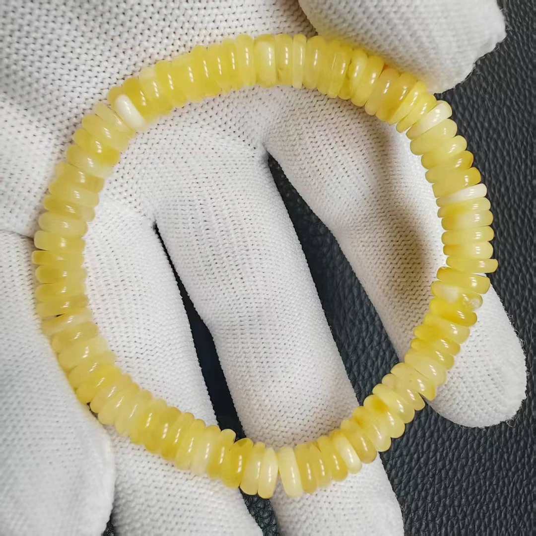 尺寸7.4mm左右蜜蜡药片单圈一条《小鱼文玩》1011号