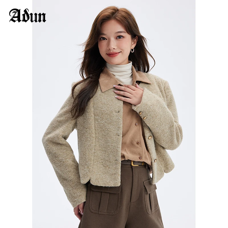 Abun冬季新品短款小香风时尚外套女休闲洋气减龄设计感小众