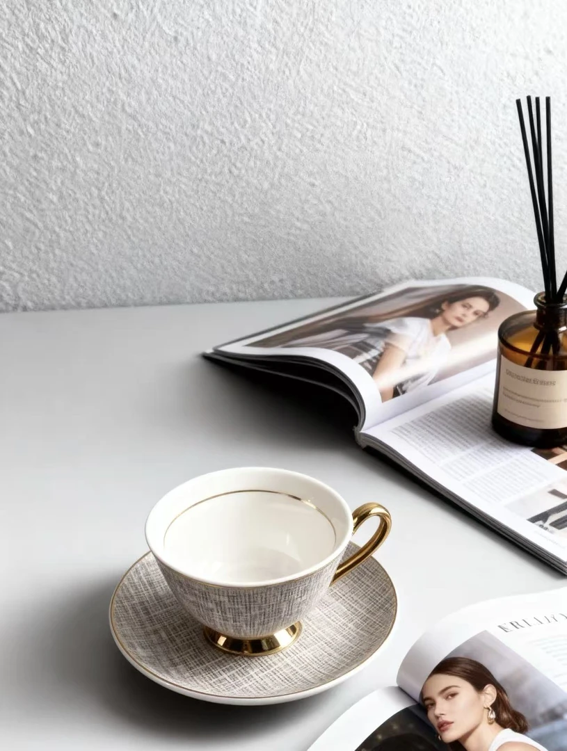 双11爆款精致金缕织纹咖啡杯碟高档小清新创意景德镇陶瓷家用瓷器