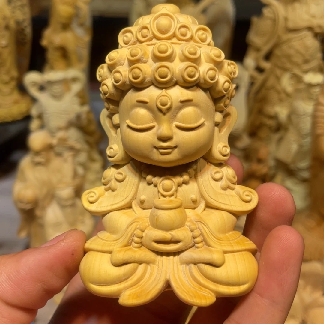 黄杨木Q版药师佛摆件