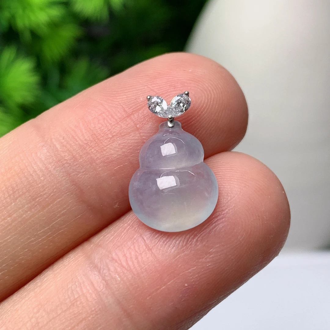 天然翡翠A货18k金镶嵌葫芦吊坠250820  尺寸:13*10.2*4.2