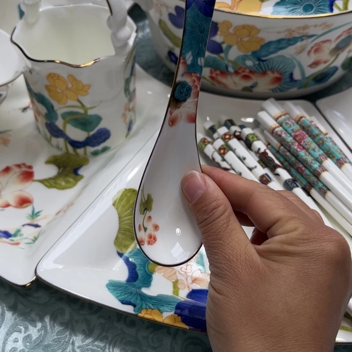 瓷片荷塘小勺六个