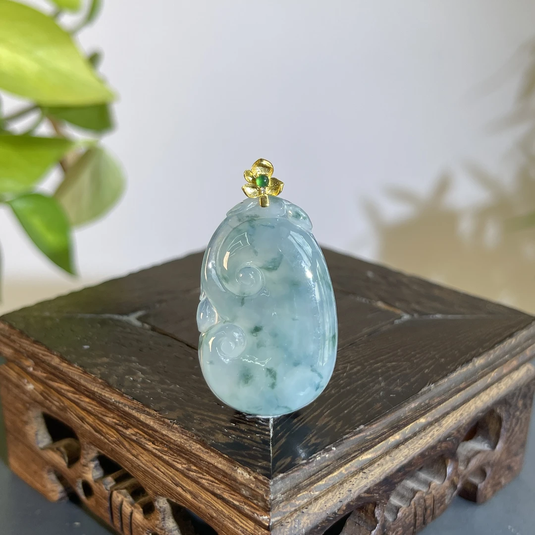 JTA14-117 天然翡翠缅甸A货 18K扣如意