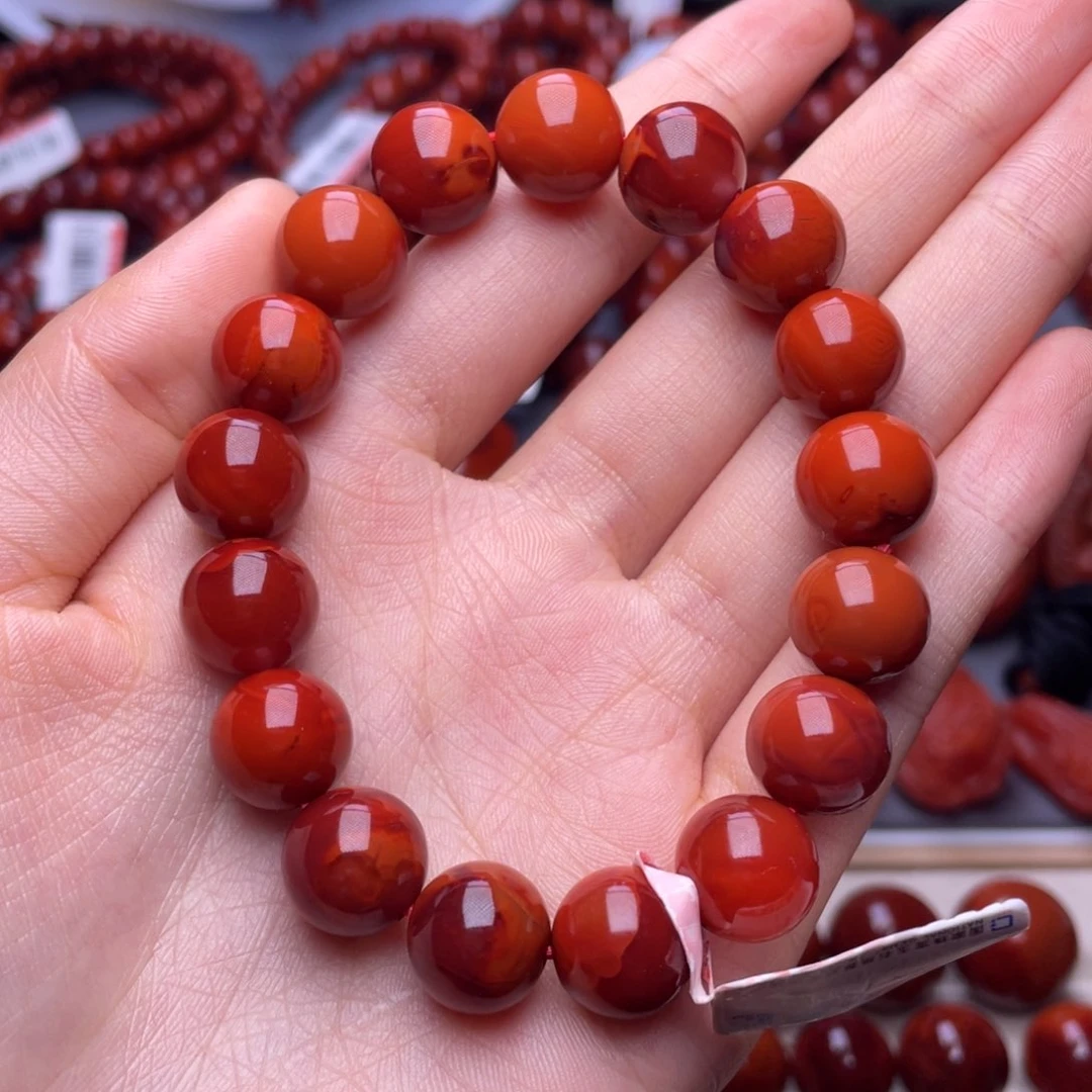 ＃***＃南红玛瑙其他未镶嵌12mm顶品瓦西双色火焰满肉手串