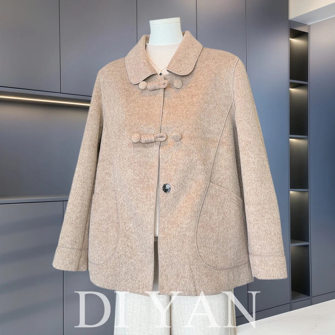 2025新款国风妈妈秋装短款毛呢外套50岁中老年女装高贵双面呢大衣