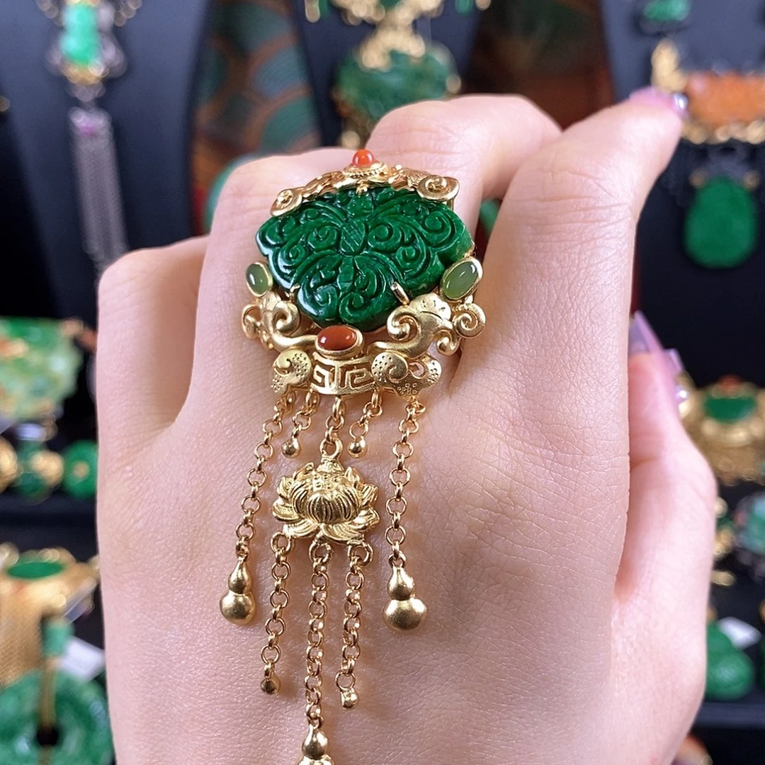 翡翠银S925镶嵌戒指戒指