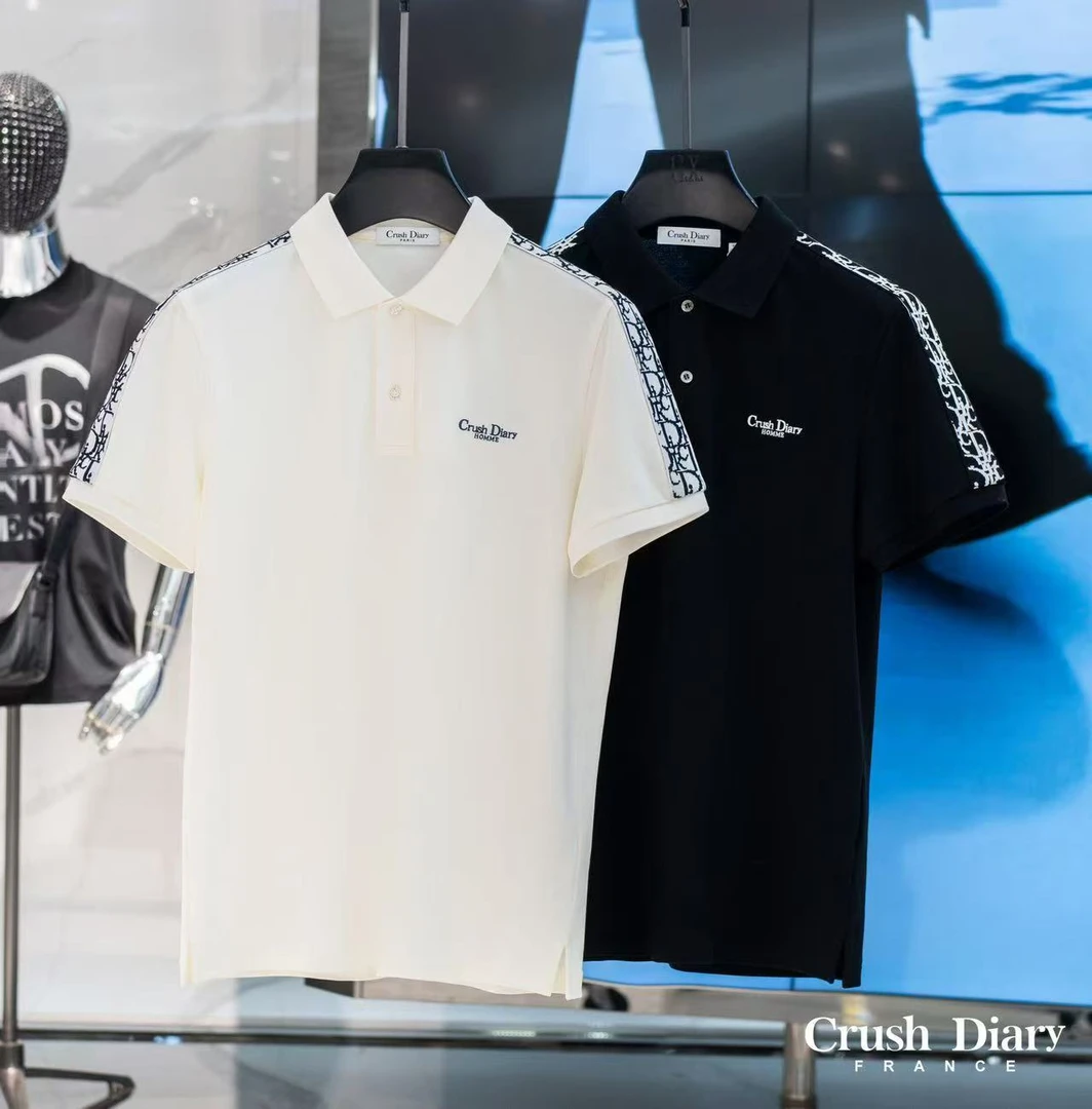 春夏时尚商务休闲潮流条纹翻领polo短袖T恤