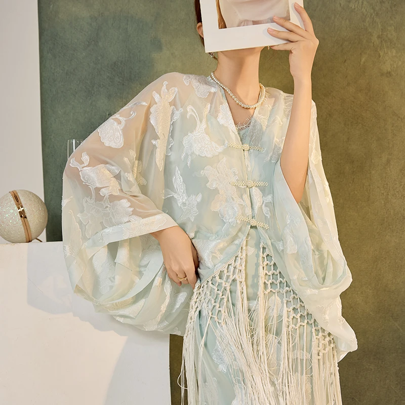 新中式国风高端时尚气质长裙仙气修身显瘦轻奢吊带连衣裙 N3112B