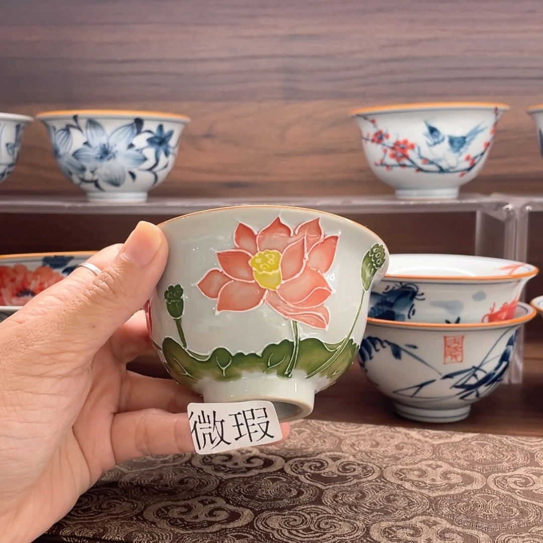 釉下手绘茶具微瑕
