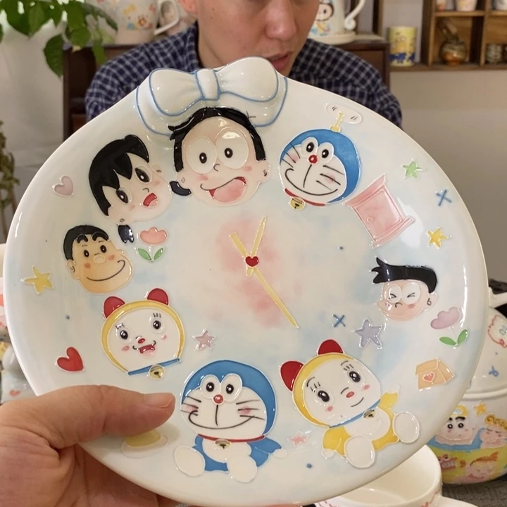 豹***猫瓷片景德镇釉下彩手绘