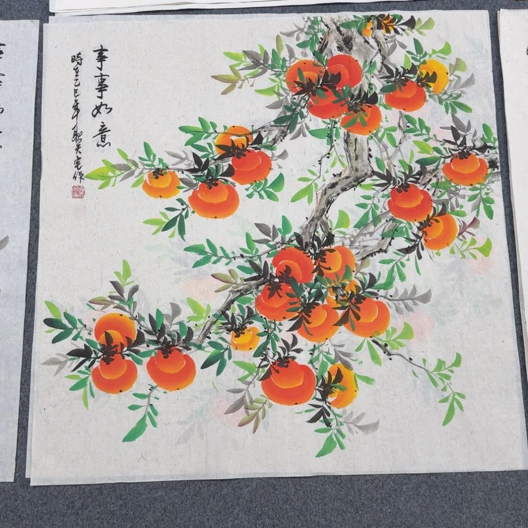 枫***林国画四尺斗方70X70纯手绘作品