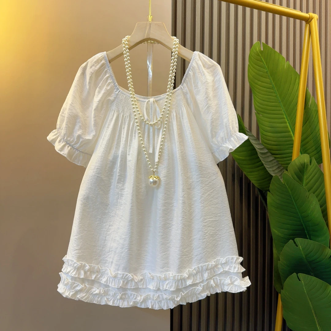 法式气质拼接时髦遮肉显瘦系带小衫衣长62左右