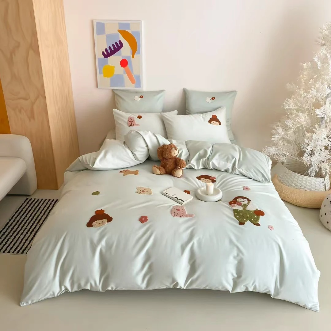 40支四季通用秋季春季床品套件床上用品绣花网红宿舍小清新