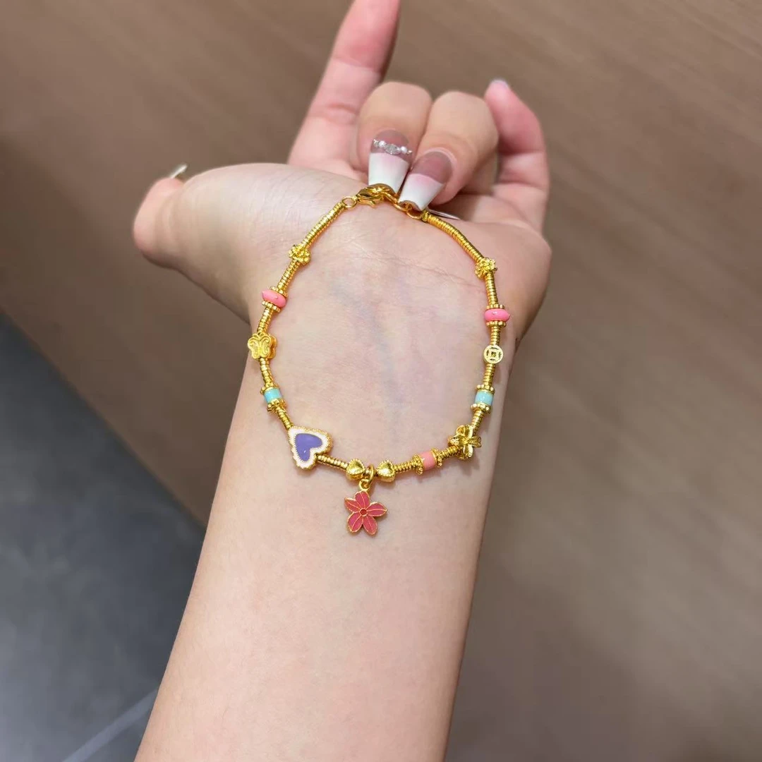 【菠萝珠宝】足金999 时尚多巴胺百搭手链 金重：11.21克