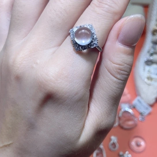 石英质玉银S925镶嵌戒指