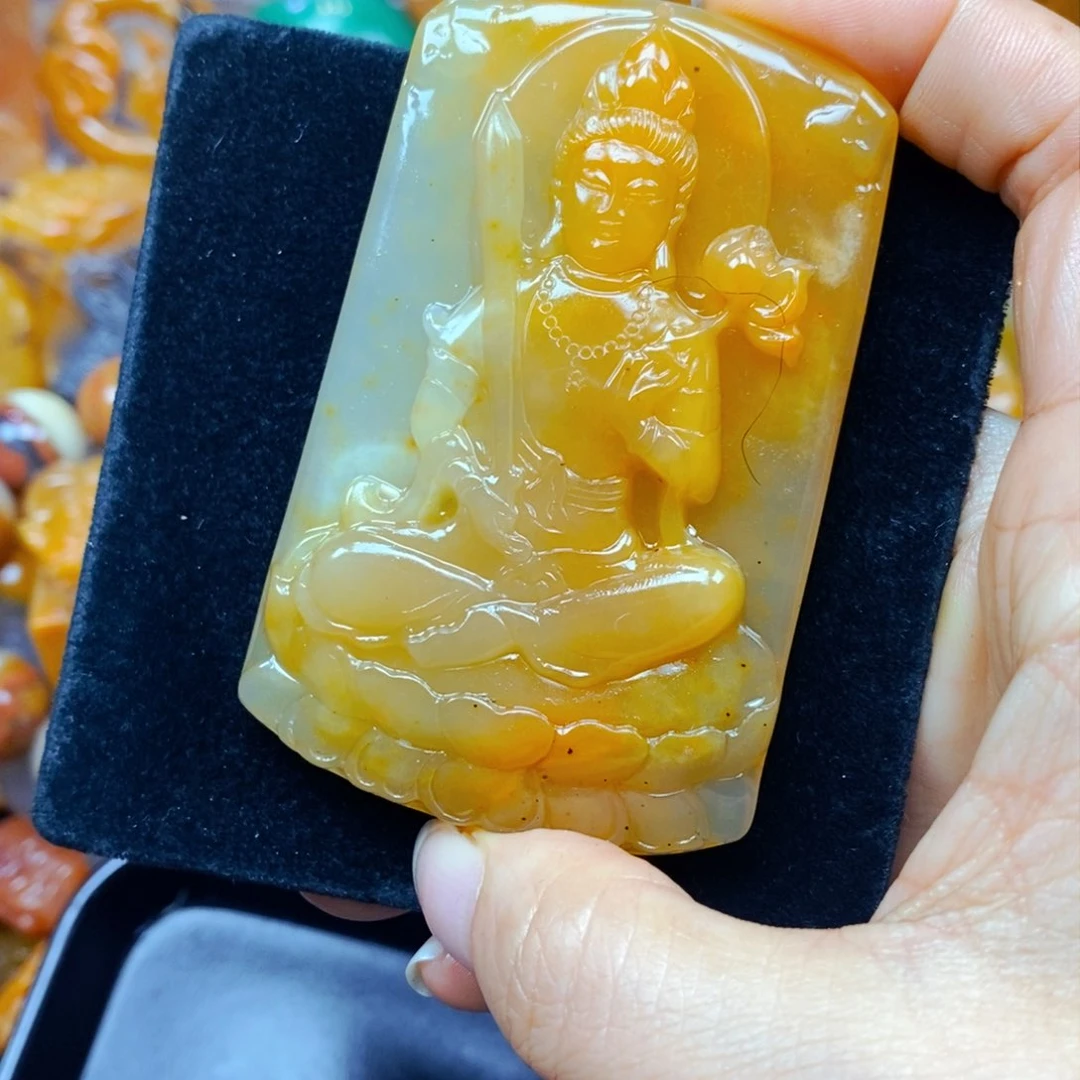 未镶嵌石英质玉（黄龙玉）吊坠(不含链)