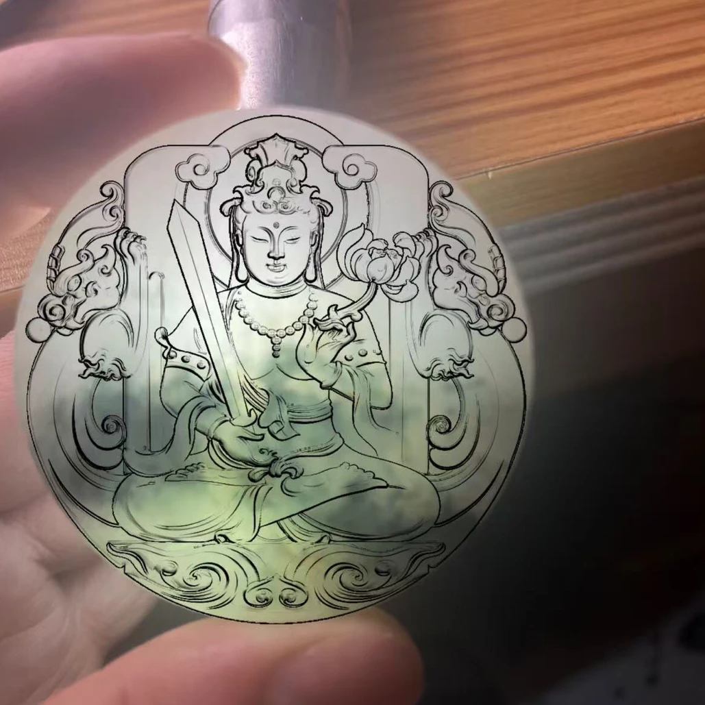 天然翡翠A货漂花镯心可定制各种款式吊坠