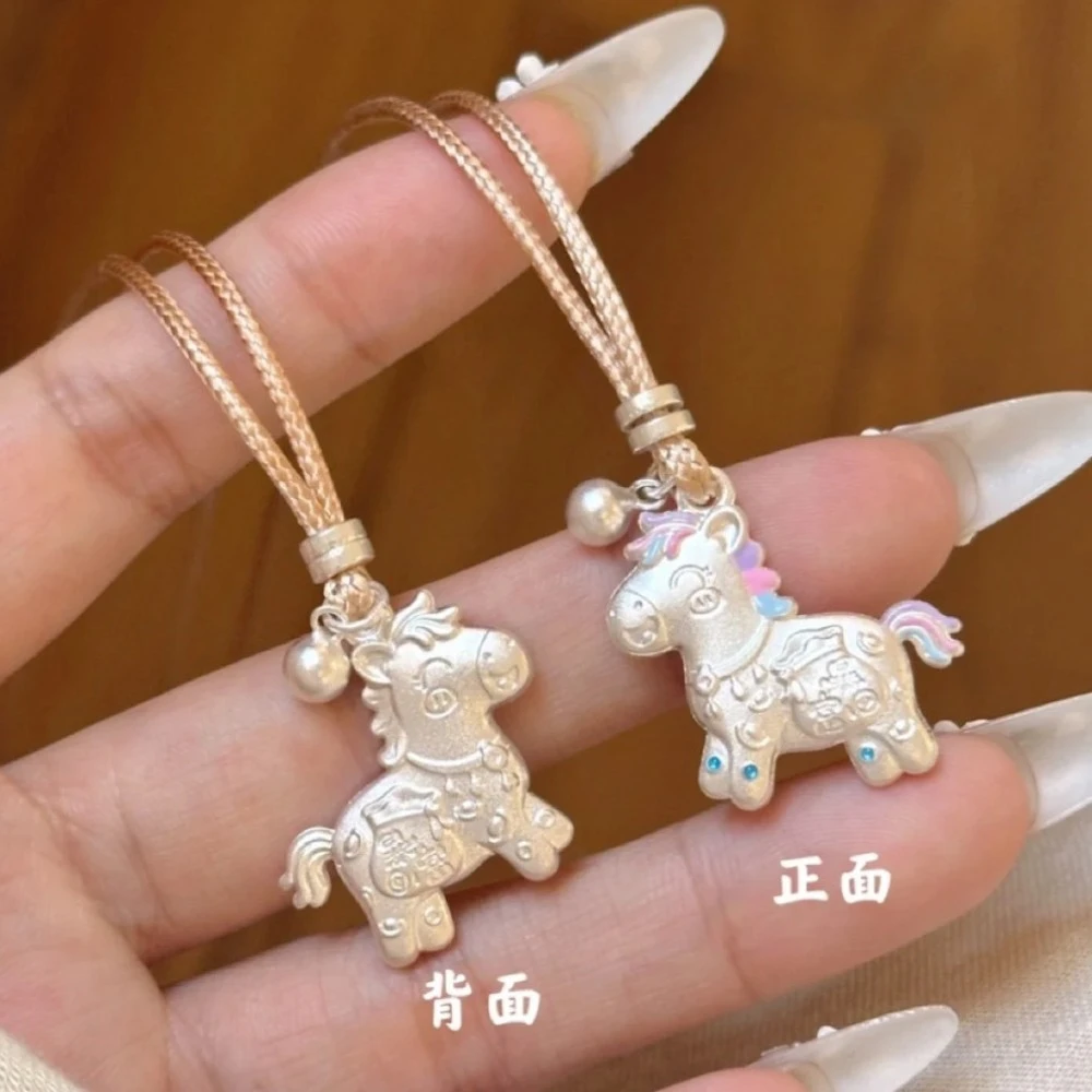 铜合金吊坠 小马珐琅彩卡通实心马上有钱项链女毛衣链吊坠配饰女