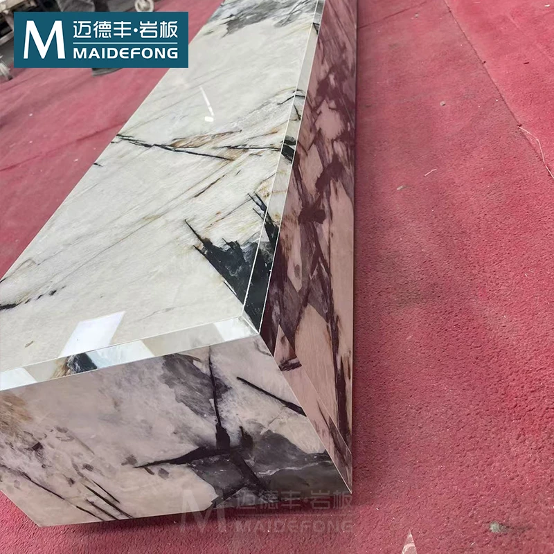 法式轻奢钻石角岩板电视柜落地地柜现代背景墙岩板地台茶几定制